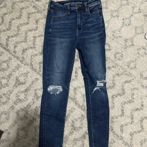 American Eagle Outfitters Women's Dark Blue Skinny Jeans